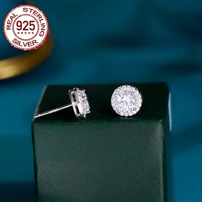 Women Men Gorgeous Round Crown Solid 925 Sterling Silver CZ Party Stud Earrings • $8.39