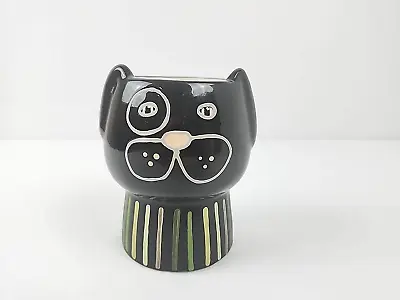 Black Ceramic Dog Planter Flowers Plant 4  With Rubber Plug New Threshold Brand • $6.50