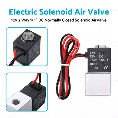 Electric Solenoid Air Valve 12V 2 Way 1/4  DC Normally Closed Solenoid AirValve • $17.99