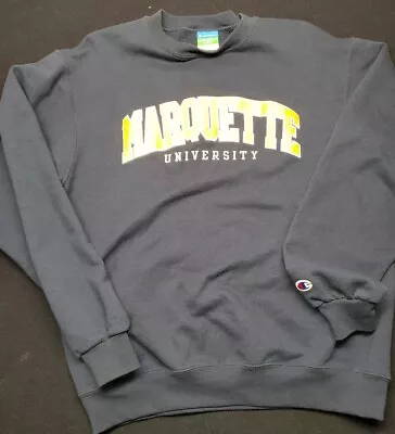 Marquette University Sweatshirt Mens M Navy Blue Crew Neck Champion Eco Fleece • $17.99
