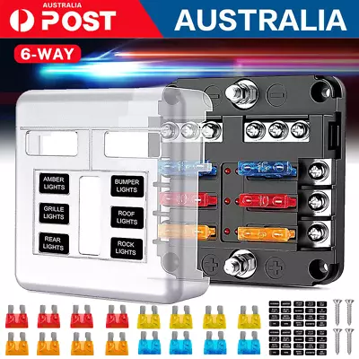 6 Way 12V Fuse Box Blade Fuse Block Waterproof For Automotive Golf Cart Truck   • $13.05