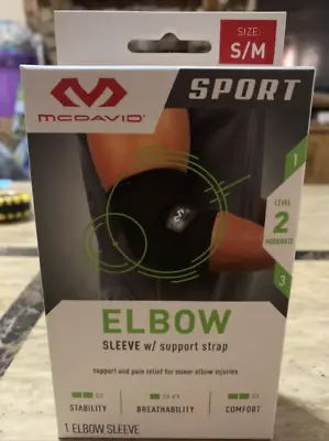 BRAND NEW McDavid Sport Elbow Compression Knit Sleeve W/ Support Strap S/M BLACK • $15