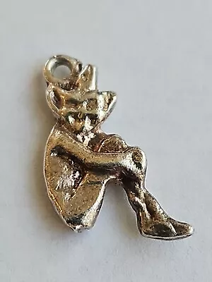 Sterling Silver Pixie Elf Leprechaun Irish Charm Pendant GREAT DETAIL! VINTAGE! • $11.99