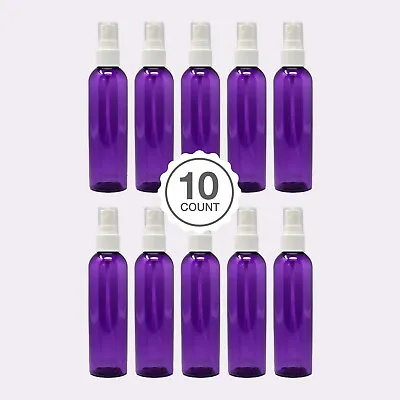 10 Pack 4oz  Purple Fine Mist Plastic Spray Bottles Cosmo Round PET Travel • $8.99