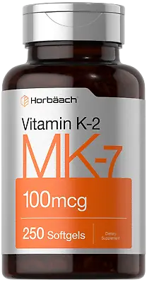Vitamin K2 MK7 100mcg | 250 Softgels | Non-GMO Gluten Free | By Horbaach • $16.09