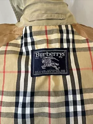 Burberry Vintage Stone Beige Haymarket House Check Oversized Trench Coat E115 • $4.04