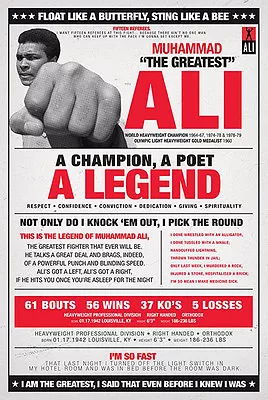 MUHAMMAD ALI VINTAGE QUOTES 24x36 Poster SONNY LISTON BOXING CHAMP CASSIUS CLAY! • $13.99