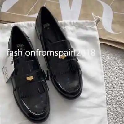 Zara New Woman Flat Loafers With Metal Detail Shoes Black 35-42 3529/210 • $54.88