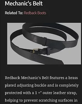Redback Mechanic's Belt Size 38 Black Genuine Leather Non Scratching MBLT  Auto • $40