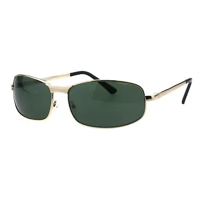 Mens Fashion Sunglasses Oval Rectangular Metal Frame Spring Hinge • $10.95