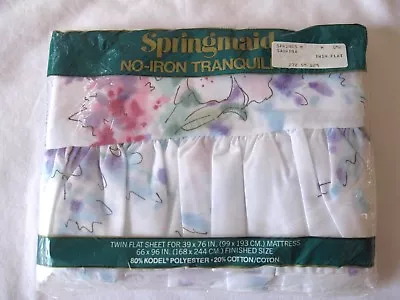 Vintage Springmaid No Iron Tranquility Sabrina Floral Twin Size Flat Sheet New • $7.50