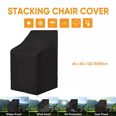 Garden Stackable Chair Cover Waterproof Outdoor Heavy Duty Stacking Seat Cover • £8.99