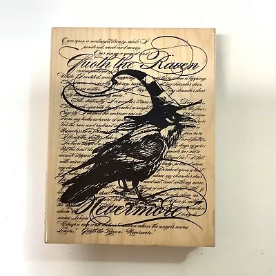 Raven Background Rubber Stamp EDGAR ALLEN POE Quoth The Raven STAMPENDOUS! R152 • $17.99