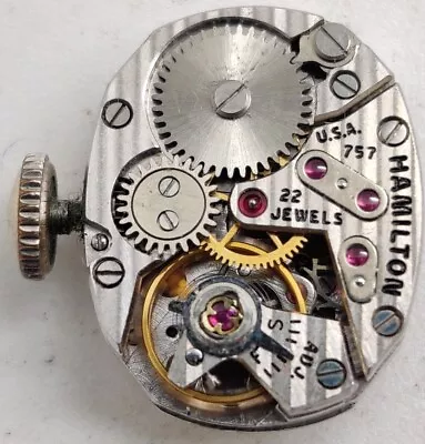 Vintage Hamilton Cal. 757 22 Jewel Watch Movement Running • $24