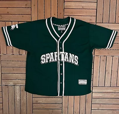 Michigan State Spartans Stitched Vintage Green Baseball Jersey Size XL • $47.83