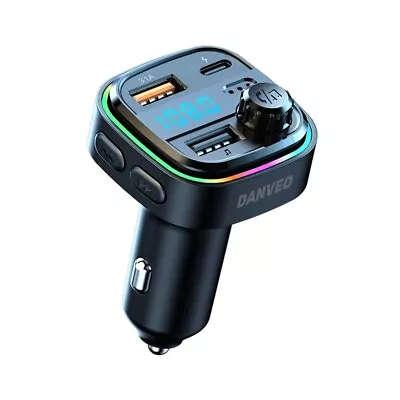Danveo Bluetooth Car Adapter FM Transmitter MP3 Player - Fast Charge -RGB Lights • £11.99