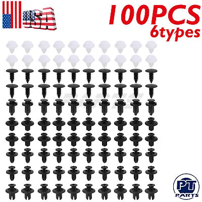 100 Pcs Fender Liner Fastener Rivet Push Clips Retainer 6 Size Universal For Car • $8.80