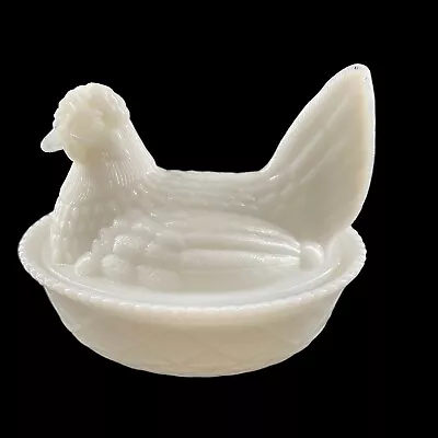 Vintage 1950s Milk Glass Hen On Nest Candy Dish Trinket Box  4.75  • $25