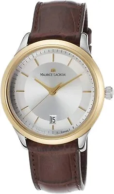 17133 Maurice Lacroix Mens Watch Leather Band Brown NEW SWISS MADE DATE BOX • £295