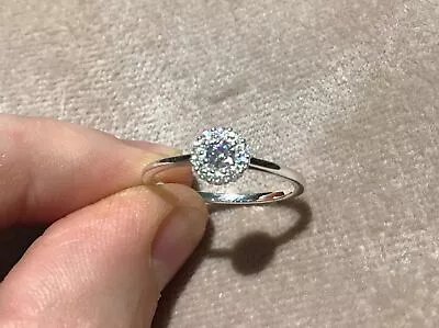 $111.71 • Buy 0.5 Carat Lab Created Diamond Halo Engagement Ring Platinum Plated 925 O & Half