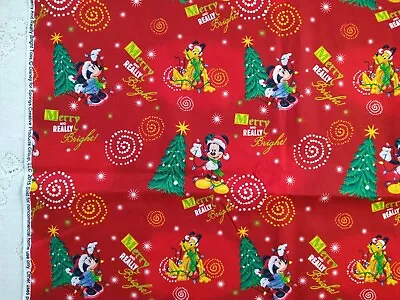 Rare Mickey Mouse Cotton Fabric Mickey Merry & Really Bright Toss BTHY 18 X 44  • £5.78