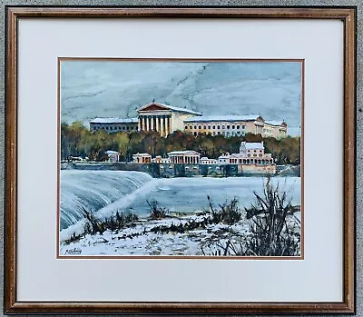 Vtg Painting K Schnog (1916-2008) Philadelphia Museum Of Art Watercolor PA • $175