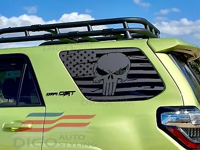 2010-2024 Toyota 4RUNNER Rear Window Distressed American Flag Punisher Decal Blk • $49.99