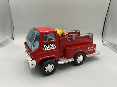 Old Metal Tin Toy Fire Truck Louis Marx Titan Trucks • $14.93