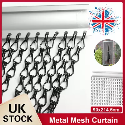 Aluminium Door Fly Screen Metal Chain Curtain Blind Insect Blinds 214cm X 90cm • £6.99