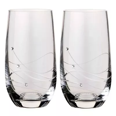 Dartington Clear Handmade Crystal Embellished Glitz Highball Glasses Set Of 2 • £48