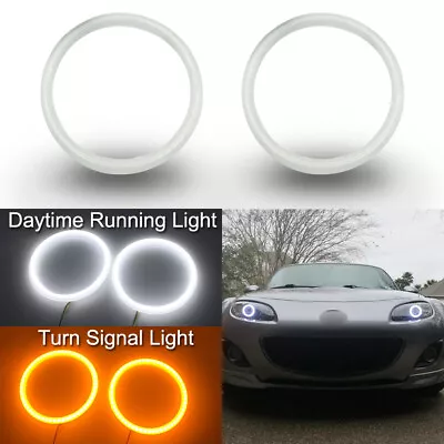 Pair Cotton LED Angel Eye Ring Halo Light Drive Turn Signal White Amber 60-145mm • $22.88