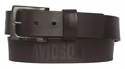 Harley-Davidson Men's Vintage Race Genuine Brown Leather Belt - Antique Nickel • $36.95