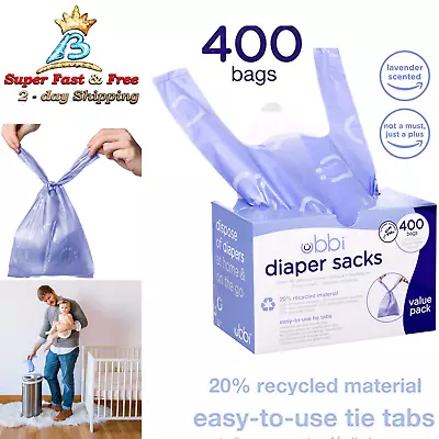 Disposable Baby Diaper Sacks Diaper Easy Tie Pet Waste Bags 400pc Lavender Scent • $25.20