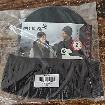 Bula Merino Wool Blend Beanie Hat Stocking Cap  (2 Pack) Unisex Gray + Black • $13.95