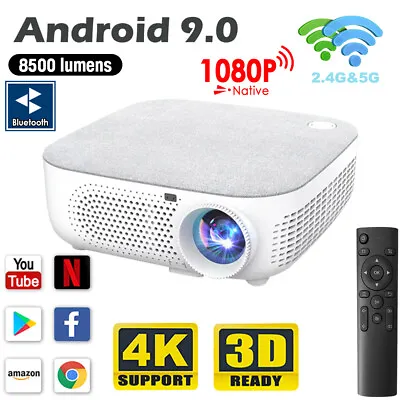 $212.99 • Buy Portable HD 4K Native 1080P WiFi Projector Buetooth Android9.0 Home Theater HDMI