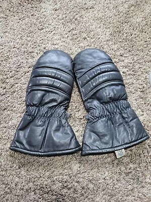 VTG Conroy Leather Mittens Gloves Black Made In Japan Sz Mens XL • $49.99