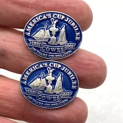 America's Cup 150 Year Jubilee Men's Vintage Metal Silver Tone Cowes Cufflinks • $28.62