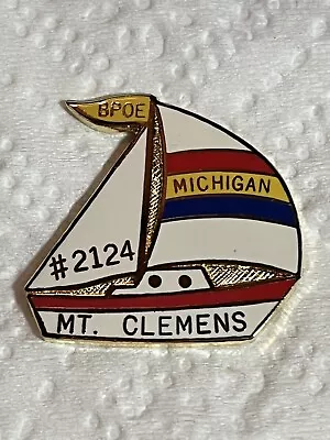 BPOE Elks Pin - Lodge #2124 Mt. Clemens Michigan Pin Shaped Like Sailboat • $4