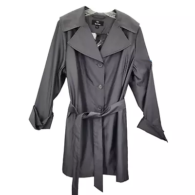 Vintage Y2k Dennis By Dennis Basso Gray  Four Button Midi Belted Trench Coat • $50