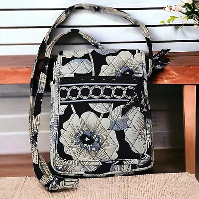 Vera Bradley Camellia Floral Pattern Crossbody Hipster Purse Bag Black Gray  • $19.98