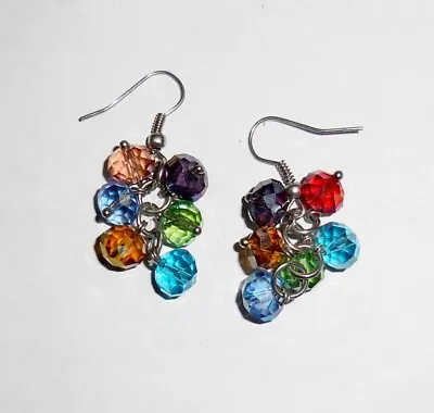 Vintage Austrian Crystal Earrings Colorful Beads Design • $11.24