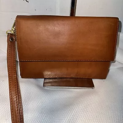 Simon Of California Brown Leather Mens Clutch/Wristlet • $35