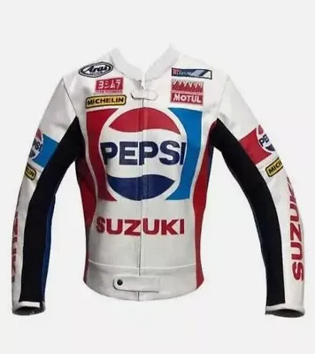 Suzuki Pepsi Motorbike Riding Motorcycles Moto GP Faux/PU Leather Jacket • $80