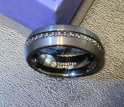 VALIANT Black Tungsten Ring With Black Sapphires - 8mm Men's Ring Size 12 • $430