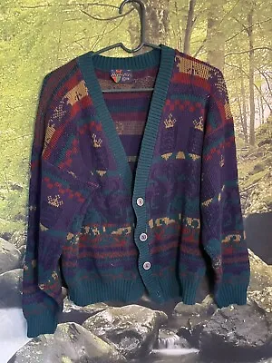 Vintage Manhattan Club Coogi Like Style Men's Cardigan Button Sweater Small • $29.99