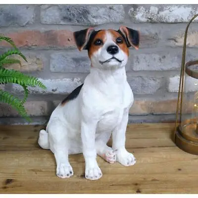 Jack Russell Ornament Terrier Dog Resin Sitting Statue Decor Lifelike Figurine • £39.99