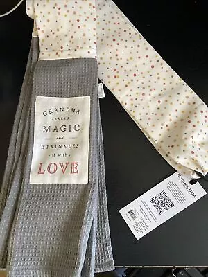 NWT! DEMDACO  Grandma Bakes Magic  KITCHEN BOA Tea HAND TOWEL Baking SCARF • $14.99