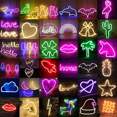 Neon Sign Lights LED Wall Lights Art Decor Lamp For Kids Bedroom Home Bar Party • £11.27