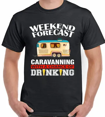 Caravan T-Shirt Caravanning Drinking  Mens Funny Camping Club Weekend Forecast • £9.99