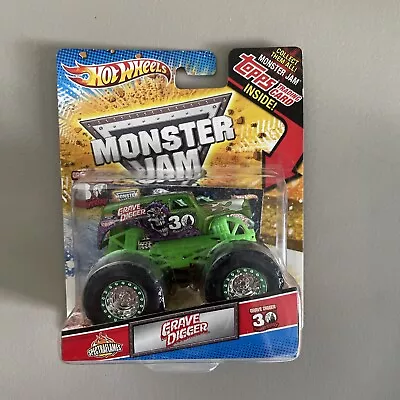 Hot Wheels - Monster Jam - 2012 - Green Spectraflames Grave Digger - Topps Card • $49.99